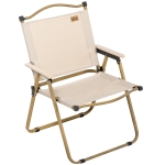 Outsunny Silla de camping silla de pesca plegable con apoyabrazos tela Oxford y estructura de acero 54x59x78 cm Caqui