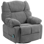HOMCOM Sillón Reclinable con Función de Masaje, Función de Cama, Sillón Giratorio con Masaje, 4 Bolsillos Laterales y Mando a Distancia