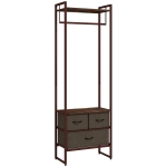 HOMCOM Perchero con 3 cajones de tela, estantes de almacenamiento y barra de suspensión, 58,5x30x178 cm, Marrón