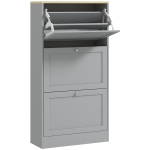 HOMCOM Meuble à chaussures 18 paires, armoire à chaussures avec 3 tiroirs rabattables, étagères réglables, 60x23,5x115cm, gris