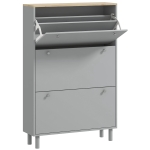HOMCOM Mueble para zapatos 24 pares con 3 cajones abatibles y estantes ajustables, 80x23,5x121 cm, Gris