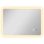 HOMCOM Espejo de baño LED Bluetooth 50x70 cm interruptor táctil luz ajustable 3 colores anti-niebla memoria plateado