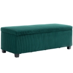 HOMCOM Banco de almacenamiento pie de cama en terciopelo acanalado con tapa, para sala, habitación, entrada, 112x42x40 cm, verde