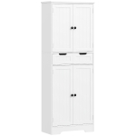 HOMCOM Mueble de baño con cajón, armario con puertas, estante ajustable, 60x30x160 cm, blanco