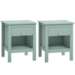 HOMCOM Lote de 2 mesitas de noche con cajón y compartimento abierto, 45x40x55 cm, verde