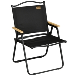 Outsunny Silla de camping silla de pesca plegable con apoyabrazos tela Oxford y estructura de acero 54x59x78 cm Negro