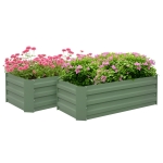Outsunny Set de 2 paturi de legume pentru gradina dim. 100L x 50l x 30H cm - tabla de otel ondulata verde