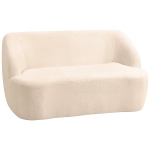 HOMCOM Canapé 2 places canapé en tissu bouclette 142 cm cu spătar și șezut curbat, fără asamblare necesară, bej