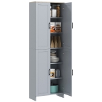 HOMCOM Dulap de bucătărie înălțime 170 cm bufet înalt cu 4 uși și rafturi reglabile, design modern, gri