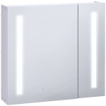 kleankin Oglindă de perete cu LED-uri pentru baie, 2 uși și 3 niveluri, 70 x 15 x 65 cm, alb