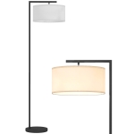 HOMCOM Lampadar lampă de picior abajur din material textil de in bază rotundă stabilă 47 x 37 x 153 cm negru si alb