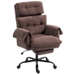 HOMCOM Bureaustoel met verstelbare rugleuning, rollende gestoffeerde stoel, comfortstoel, in hoogte verstelbaar, staal, bruin