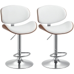 HOMCOM Set de 2 scaune de bar taburet înălțime reglabilă cu înveliș sintetic 53 x 52 x 92-112 cm alb
