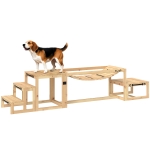 PawHut Set de agilitate pentru câini, construcție de antrenament pentru câini cu pod, scară, platformă din lemn de brad, pentru câini mari până la 40 kg