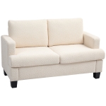 HOMCOM Canapé 2 locuri 120 cm cu perne de spătar detașabile, catifea pentru sufragerie, dormitor, birou, bej
