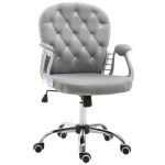 Vinsetto Scaun de birou, Scaun de birou ergonomic cu braț, Spătar capitonat, Înălțime reglabilă, Scaun de calculator cu catifea, Foaier pentru biroul de acasă, Gri
