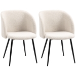 HOMCOM Set de 2 scaune pentru sală de mese cu spătar din material textil lână, 55 x 62 x 80 cm, bej și negru.