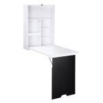 HOMCOM Birou de perete, blat pliabil, 5 rafturi, 60x94,5x147cm, Negru/Alb