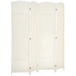 HOMCOM Paravent interior din lemn 4 panouri divizor de cameră pliabil pentru sufragerie dormitor 180 x 180 cm alb