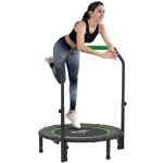 HOMCOM Tappetino Elastico Pieghevole Ø102 cm con Manico Regolabile Telaio in Acciaio, Nero e Verde