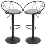 HOMCOM Set de 2 taburete de Bar Design neo-retro reglabil pivotant cu Suport pentru Picioare metal Negru Lână Gri