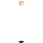 HOMCOM Lampă de podea cu abajur în formă de Lună, comutator pe bază, 3 temperaturi de culoare, metal, Negru