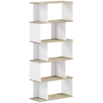 HOMCOM Bibliotecă stil scandinav mobilier de depozitare 5 rafturi anti-răsturnare Încărcare 25 kg aspect lemn & Alb