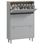 HOMCOM Mobilier pentru pantofi 24 perechi cu 3 sertare rabatabile si rafturi reglabile, 80x23,5x121 cm, gri