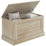 HOMCOM Cuptor de depozitare, cutie de jucării, cu balamale de siguranță, pentru sufragerie, din lemn, 80 x 40 x 45 cm, lemn natural