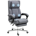 Vinsetto Scaun de birou cu funcție de masaj, spătar reglabil, suport pentru picioare extensibil, imitație de in, gri, 65 x 61 x 113 cm