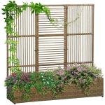 Outsunny Suport pentru plante cu treiis, coș rectangular inferior din rășină împletită și oțel dim. 103L x 29l x 103Î cm