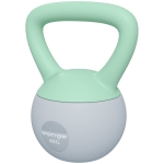 SPORTNOW Kettlebell 4 kg Pesa Rusa Relleno de Arena Metálica y Mango Antideslizante para Entrenar en Casa 19x15x25 cm Verde y Gris
