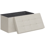HOMCOM Banc de depozitare pouf de depozitare pliabil bout de lit repose-pieds cu capac capitonat 76L x 38l x 38H cm crem