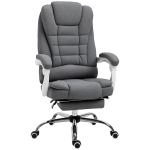 Vinsetto Fotoliu de birou cu suport retractabil pentru picioare, fotoliu de conducere, spătar reglabil, aspect de in, Gri