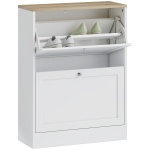 HOMCOM Dulap de pantofi 12 perechi, mobilier de intrare cu 2 sertare rabatabile și rafturi reglabile, 60 x 24 x 80 cm, alb