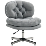 HOMCOM Scaun de birou fără brațe, scaun de birou confortabil cu șezut tapițat și înălțime reglabilă, Gri