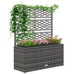 Outsunny Ghiveci pentru plante cu trei bazine 33L din rășină impletită și oțel dim. 84L x 30L x 107H cm