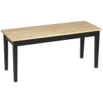 HOMCOM Banc din lemn pentru 2 persoane bicolore, cu șezut natural și picioare negre 102 x 36 x 45 cm