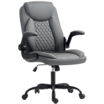 HOMCOM Fotoliu de birou, fotoliu birou ergonomic cu suporturi pentru brațe rabatabile, înălțime reglabilă, funcție de balansare, gri