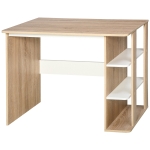 HOMCOM Birou 2 în 1 cu raft 3 nivele, spațiu generos de lucru, lemn de mesteacăn, 100x55x74 cm, pentru birou/dormitor