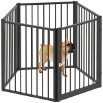 PawHut Parc pentru câine, parc pentru animale, 5 panouri, gard portabil pliabil, sigur, negru