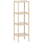 HOMCOM Four-Tier Bamboo Bathroom Shelf - Natural Finish