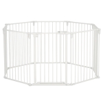 PawHut Welpenauslauf Freigehege pentru câini Grilaj de protecție cu ușă Grilaj de protecție pentru șeminee flexibil pliabil 8 panouri fiecare de 60 x 76 cm Alb
