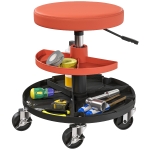 HOMCOM Taburet pentru atelier cu rotile, taburet de mecanic cu înălțime reglabilă 40-51 cm, 2 rafturi 38x38x51 cm, galben