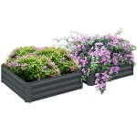 Outsunny Lot de 2 grădini pătrate de grădină dimensiune 100L x 100l x 30H cm oțel ondulat verde