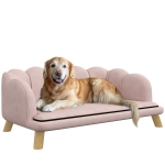 PawHut Canapea pentru animale de companie pentru câini de talie medie și mare până la 25 kg, lemn rezistent, capitonat, Roz