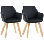 HOMCOM Scaune de Masă, Set de 2, Design Modern, Design de Catifea, Lemn de Cauțiuc, 54x57x80 cm, Negru