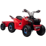 HOMCOM Quad Electric pentru Copii cu Remorcă, 2,5 km/h, 50 de minute de condus, pentru 1,5 până la 3 ani, până la 25 kg, Roșu