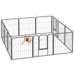 PawHut Parc pentru câini enclos câine 12 panouri modular și pliabil oțel 2 uși pentru cățel interior exterior 60H cm negru