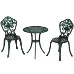 Outsunny Set bistrot pentru grădină din aluminiu, mobilier grădină 3 piese 2 scaune + masă rotundă imitație fier forjat
